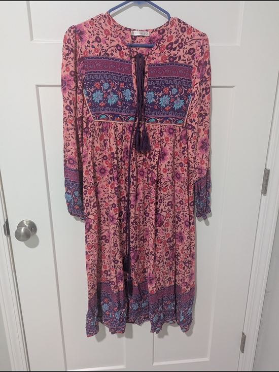 R. Vivimos Dresses & Skirts - R. Vivimos Pink Floral Boho Maxi Dress with Purple Accents